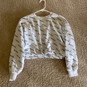 “Trouble” White Sweater Crop Top